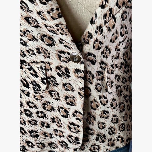 Joie Leopard 100% Linen Blazer 00 - Picture 4 of 12